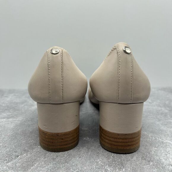 Agl Attilio Giusti Leombruni Leather Beige Black Pumps Size 38 Block Heels - Picture 4 of 15